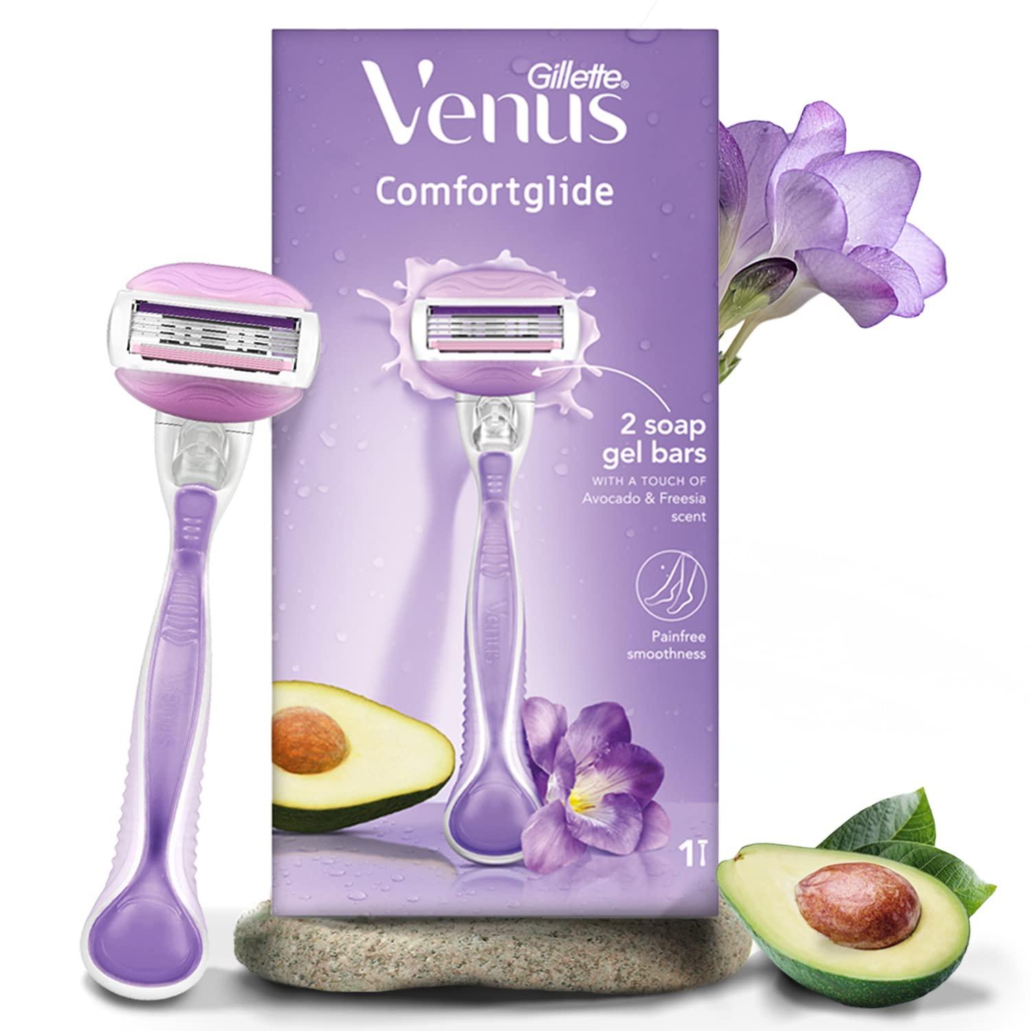 Gillette Venus Gillette Venus Swirl | Hair Removal Razor & Gillette Venus Comfortglide Hair Removal Razor for Women | 1 Pc | With Avocado Oils & Body Butter, Freesia Scent COMBO