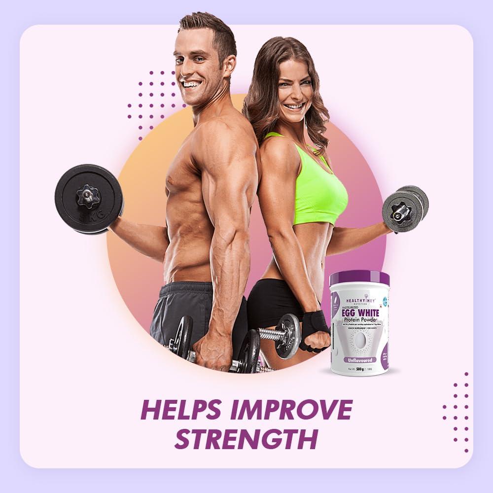 HealthyHey Nutrition HealthyHey Nutrition 100% Egg White Protein - Instant Mix - 80% Protein - Non GMO & Lactose Free - 500g (Unflavoured), 15 Servings (Pack of 1)