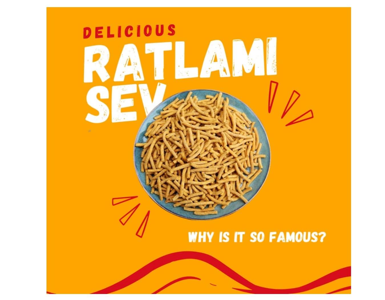 GHOTARAM GFP Namkeen Besan Bhujia Long Sev Snack/Ratlami Namkeen Sev/Indore\'s Famous Ratlami Sev Crispy & Crunchy Medium Spicy/Lightly Spiced & Flavorful/Perfect Topping for All Food Chaat-1Kg*4Pack