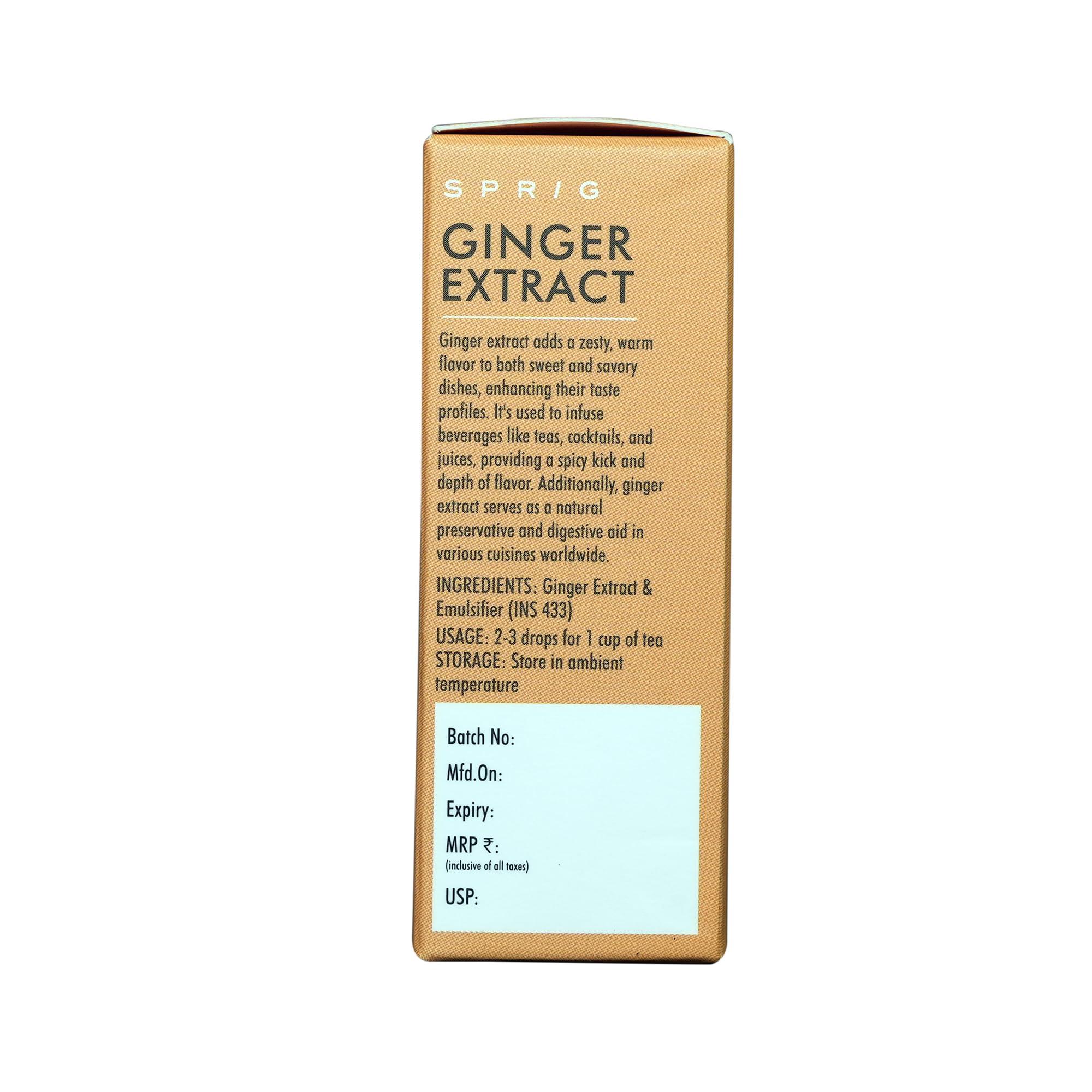 S P R I G Sprig Ginger Extract | Natural Spice Extract for Food & Beverages | For Tea, Cooking & Baking | Rich Flavour & Aroma | Leak-proof squeezy dropper bottle | 5ml