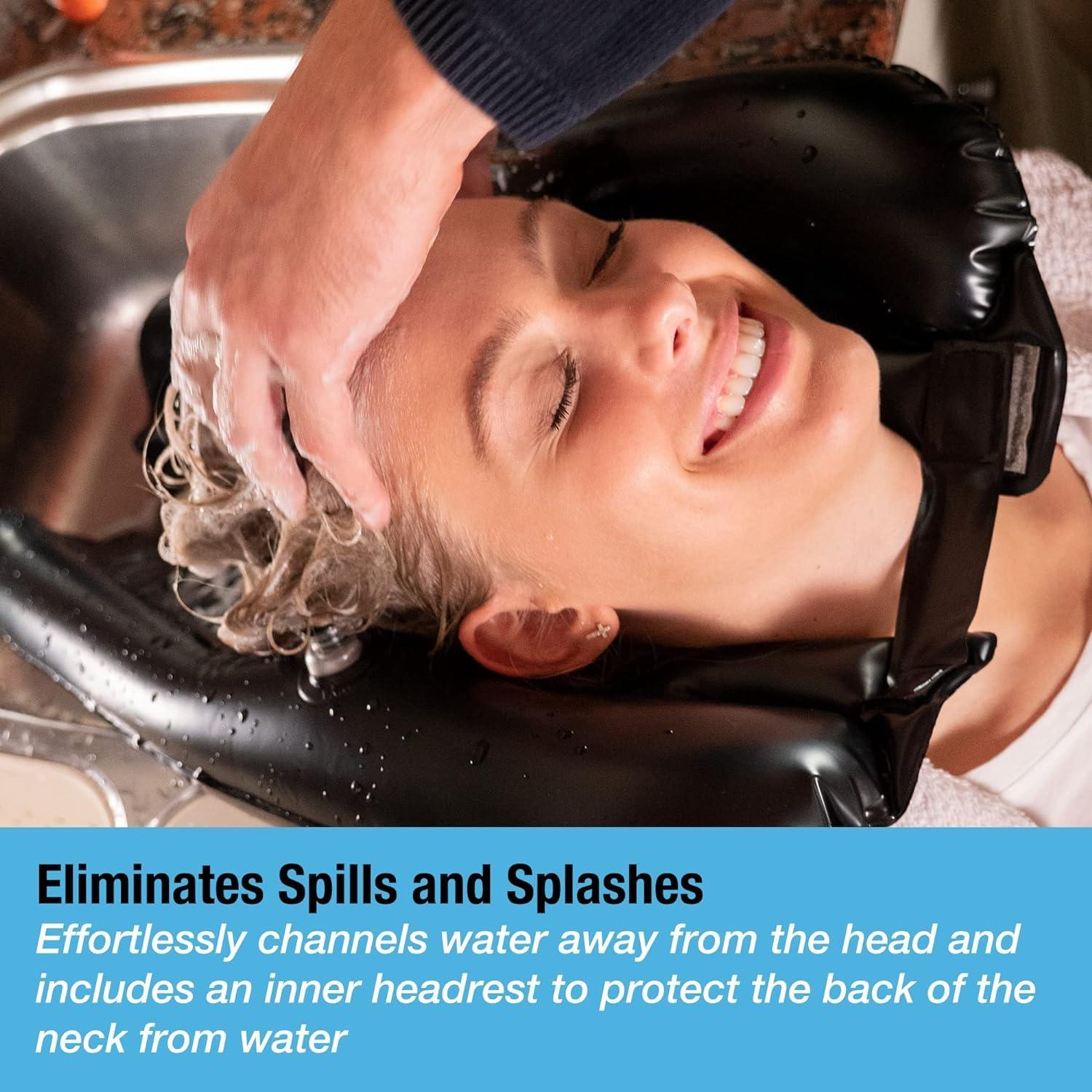 Tilcare Inflatable Hair Washing Tray for Sink and Bedside - Comfortable Portable Shampoo Bowl for Spill-Free Rinsing - Wash Basin for Haircuts and Coloring at Home for Elderly, Kids, Bedridden and Disabled