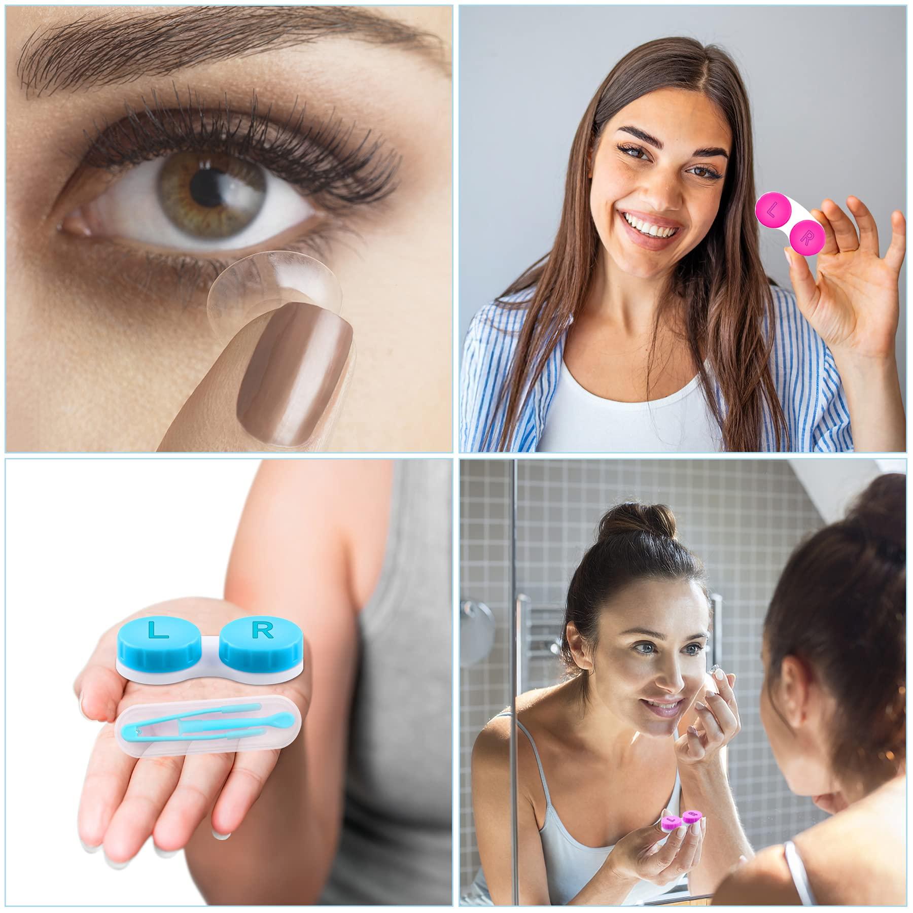 VOCOOL VOCOOL 16 Pack Contact Lens Tools Kits, 8 Pack Contact Lens Case and 8 Pack Contact Lens Tweezers Inserter/Remover Colorful Box Soak Storage Leak Proof Compact Eye Contact Case for Travel Home