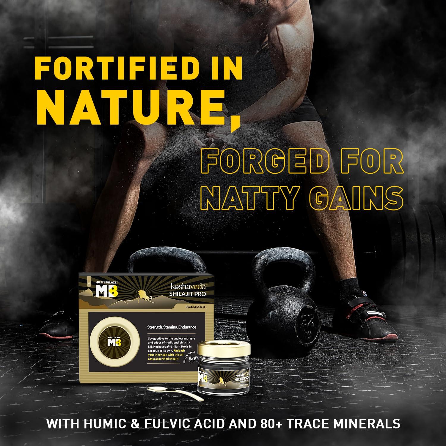 Koshaveda Koshaveda Shilajit Pro by MuscleBlaze (20g Shilajit Resin) & Prash Pro by MuscleBlaze (500g), Pack of 2 | For Strength, Stamina & Endurance