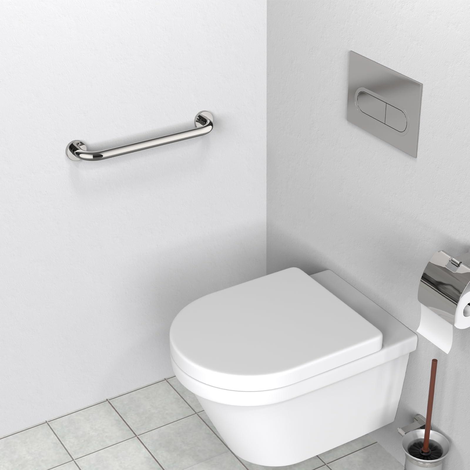 ZUEXT 16 Inch Stainless Steel Shower Grab Bar, ZUEXT Chrome Shower Handle, Bathroom Balance Bar, Safety Hand Rail Support Bar for Handicap Elderly Injury, Senior Assist Bath Tub Wall Concealed Mount Handle