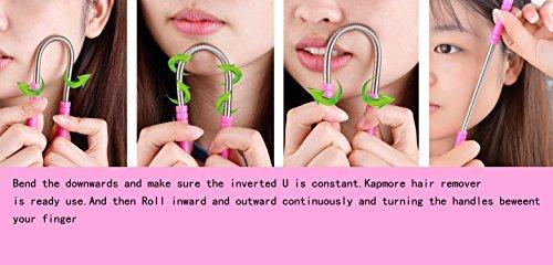 Kapmore Kapmore Facial Hair Remover Facial Threading Tool Set Removing Hairs On The Upper Lip, Chin, Cheeks, Sideburns Including Hair Epilator Wand, Beauty Tweezers,Eyebrow Shaping Razor Rose Pink