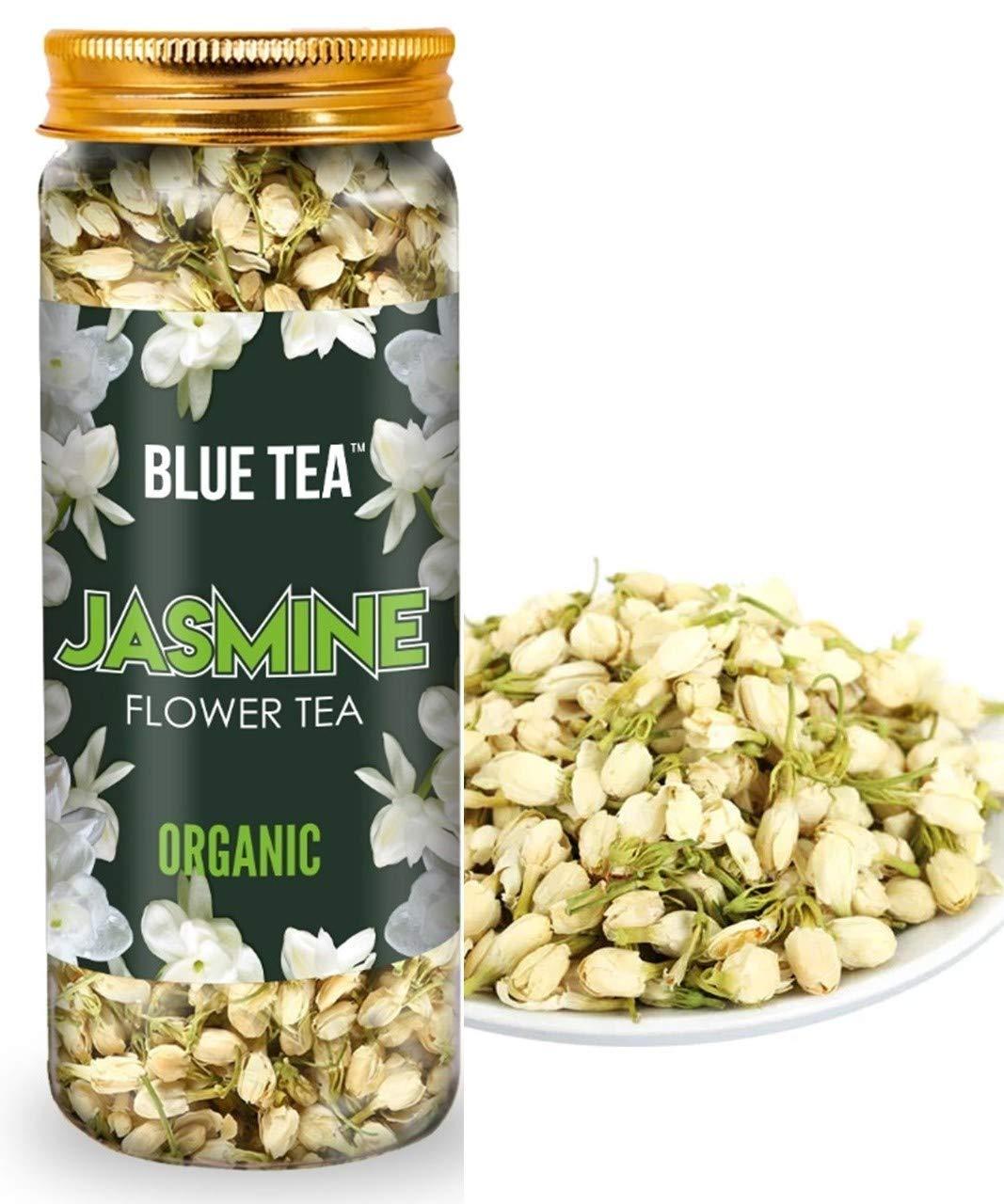 BLUE TEA BLUE TEA - Jasmine Tea - 30gm - 50 Cups | FOR SLIMMING BODY & STRESS RELIEF | Non-Bitter - Farm Fresh - Caffeine Free - Herbal Tea - Flower Based - Anti-Oxidants | Pet Jar Packaging
