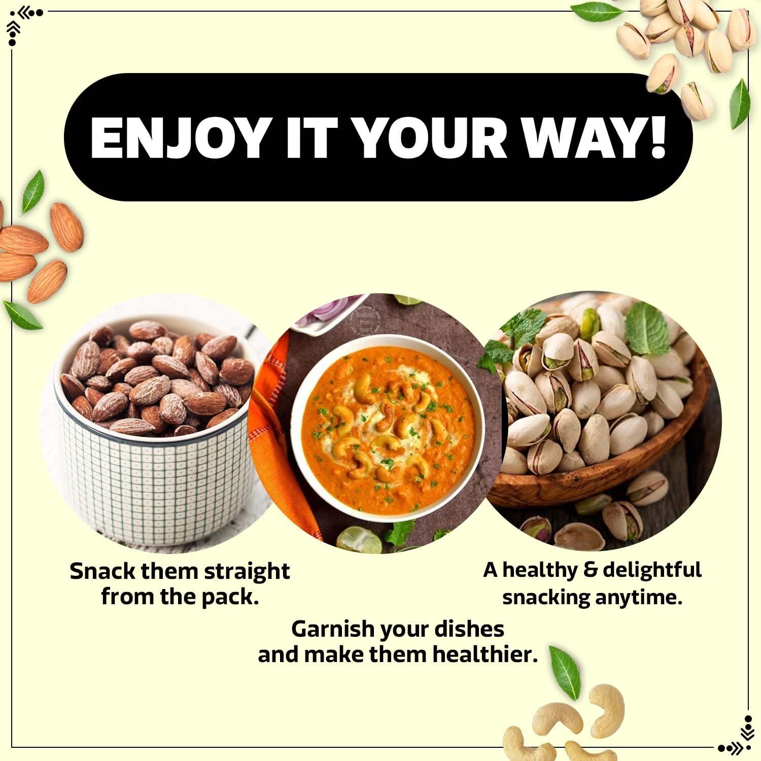 WONDERLAND FOODS (DEVICE) WONDERLAND FOODS Roasted and Salted Dry Fruits Combo Pack of 3 (Almonds, Cashew Pistachios), 100 g Each