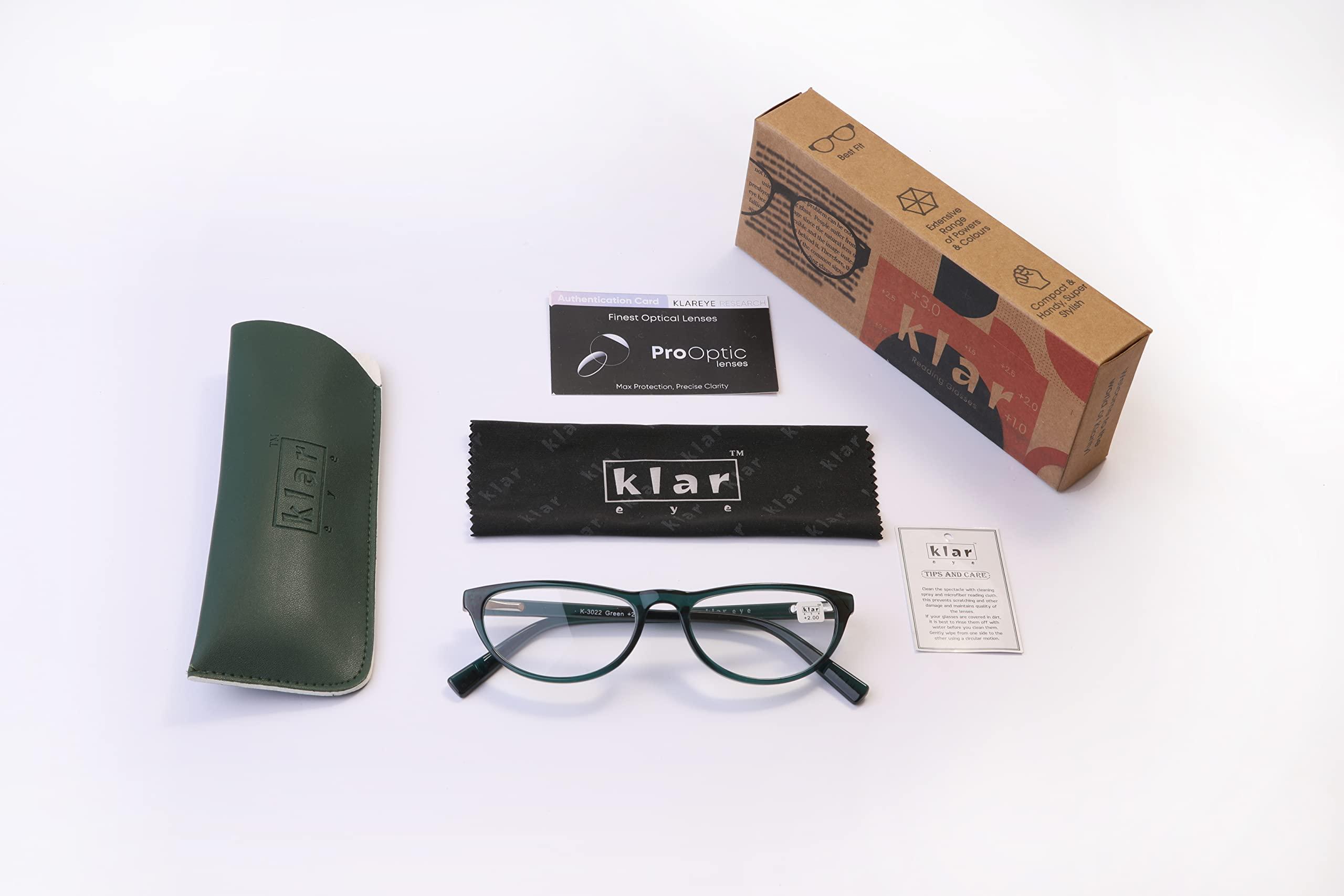 klar Eye klar Eye Cat Eye Reading Glasses For Women Mobile and Computer reading glasses Anti reflection Scratch resistant reading glasses Powers from +0.75 to +3.50 K-3022 (+2, Purple)