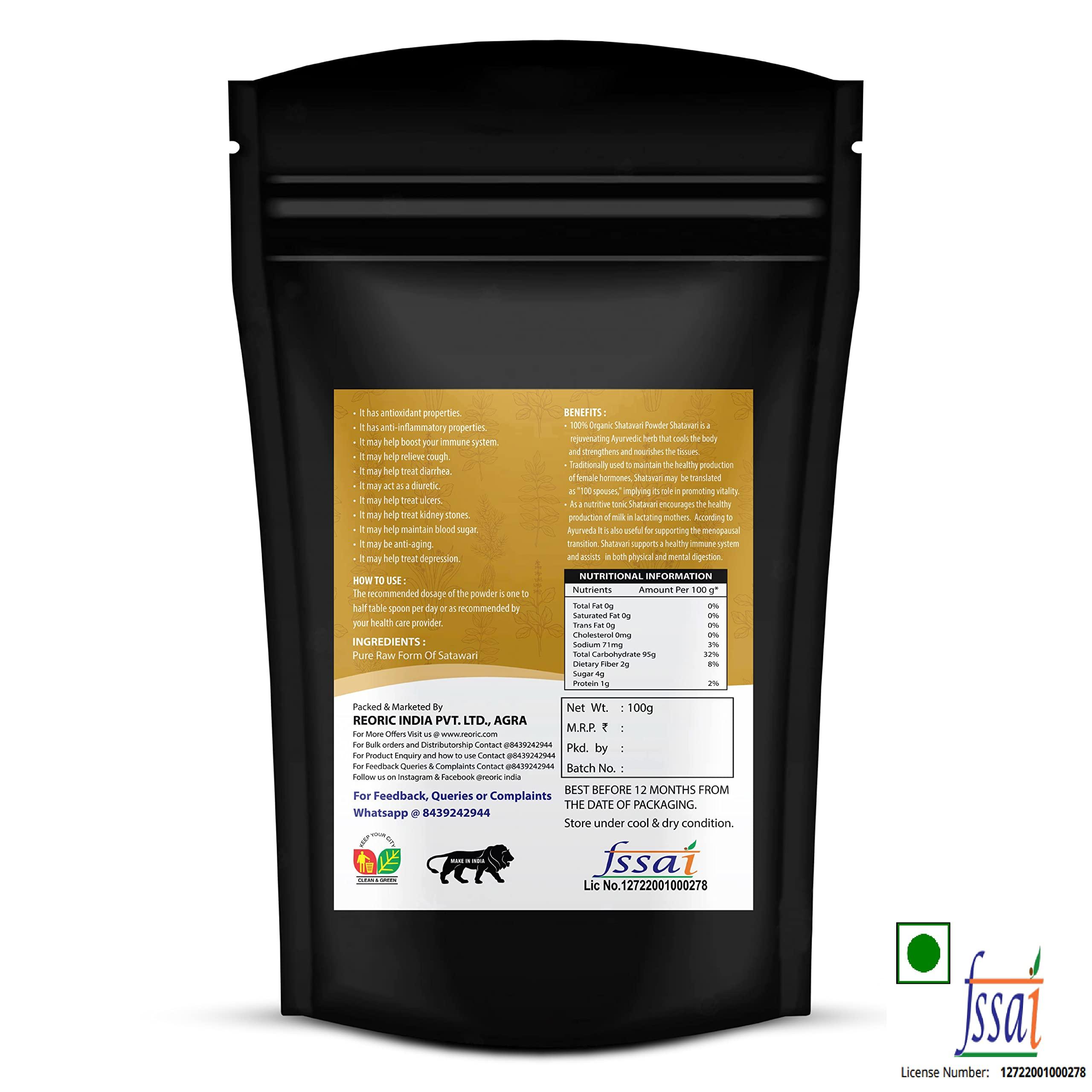 REORIC REORIC Raw Shatavari - 100g | Shatawar Root-Shatawari Whole | Natural Shatavar root | Asparagus Racemosus | Indian Asparagus