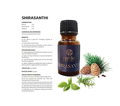 Nattika Essence Shirasanthi - Calming Ayurvedic Essential Oil Blend by Nattika Essence - 10 ml - Basil, Rosemary, Cedar - Manage Migraine and Headache