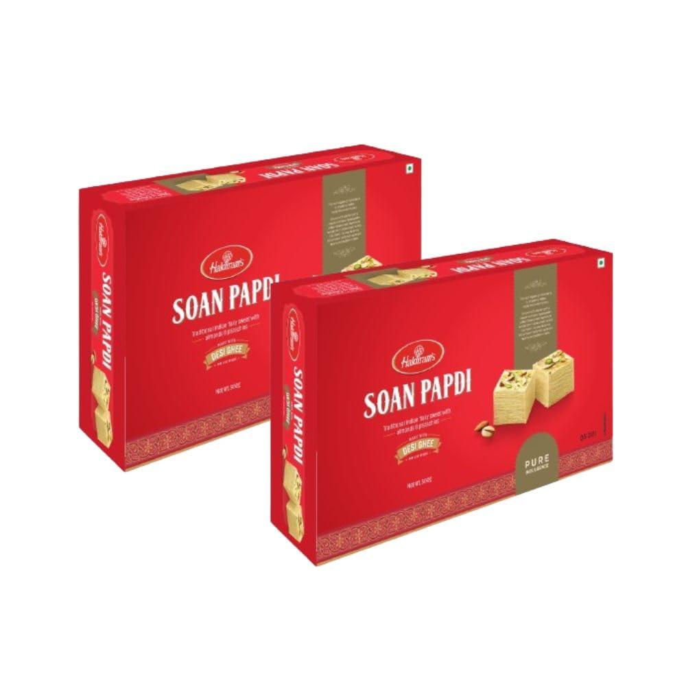 Haldiram\'s Haldiram\'s Soan Papdi Desi Ghee Combo Pack (500g x 2) | Traditional Indian Sweet | Finest Ingredients | Crunchy Almonds & Pistachios | Indian Mithai | Festive Delight | Great Gift Pack for Festival | Mithai for Raksha Bandhan