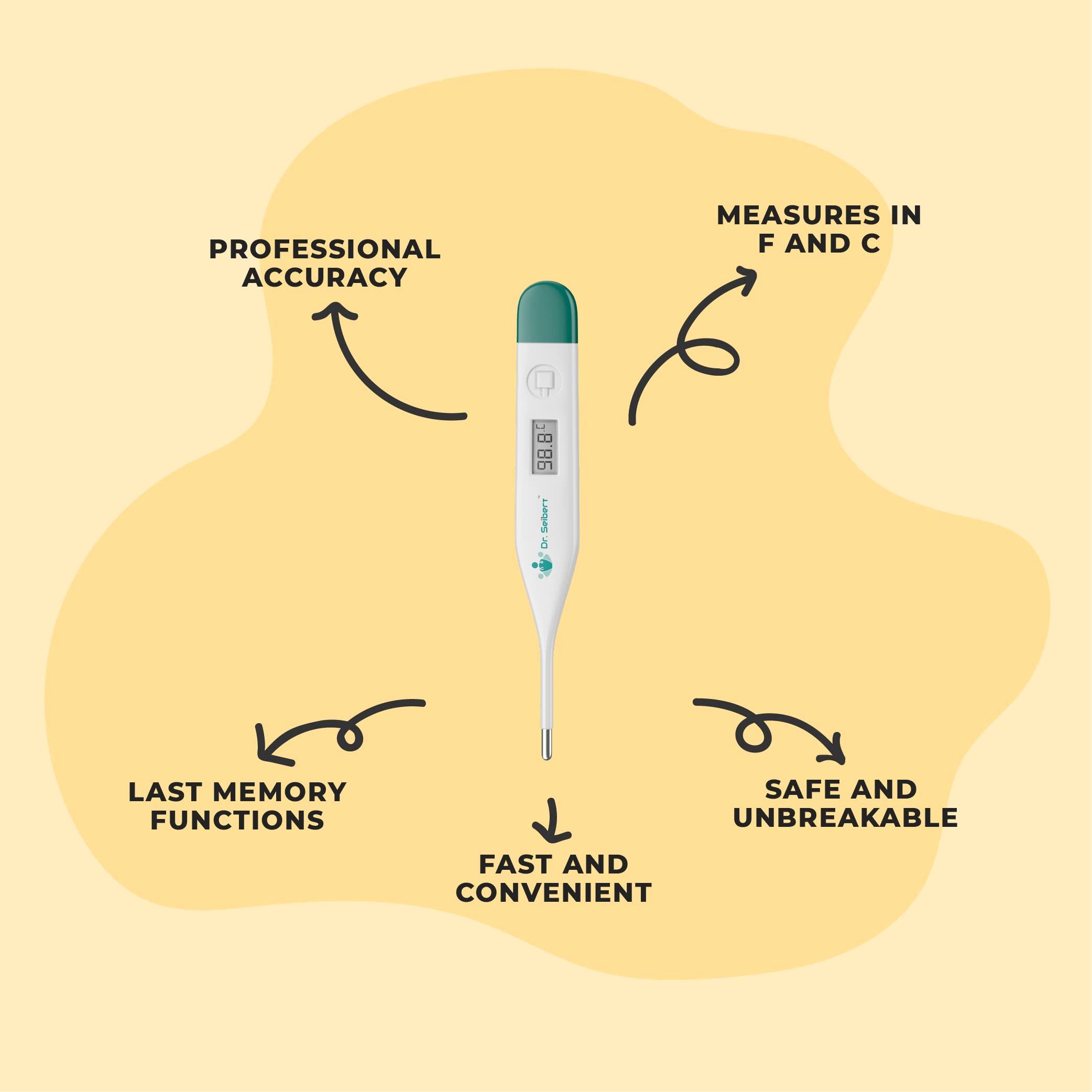 Dr. Seibert Dr. Seibert Digital Thermometer DST-01 FDA Registered Professional Accuracy Beep Alarm with 12 Month Warrenty