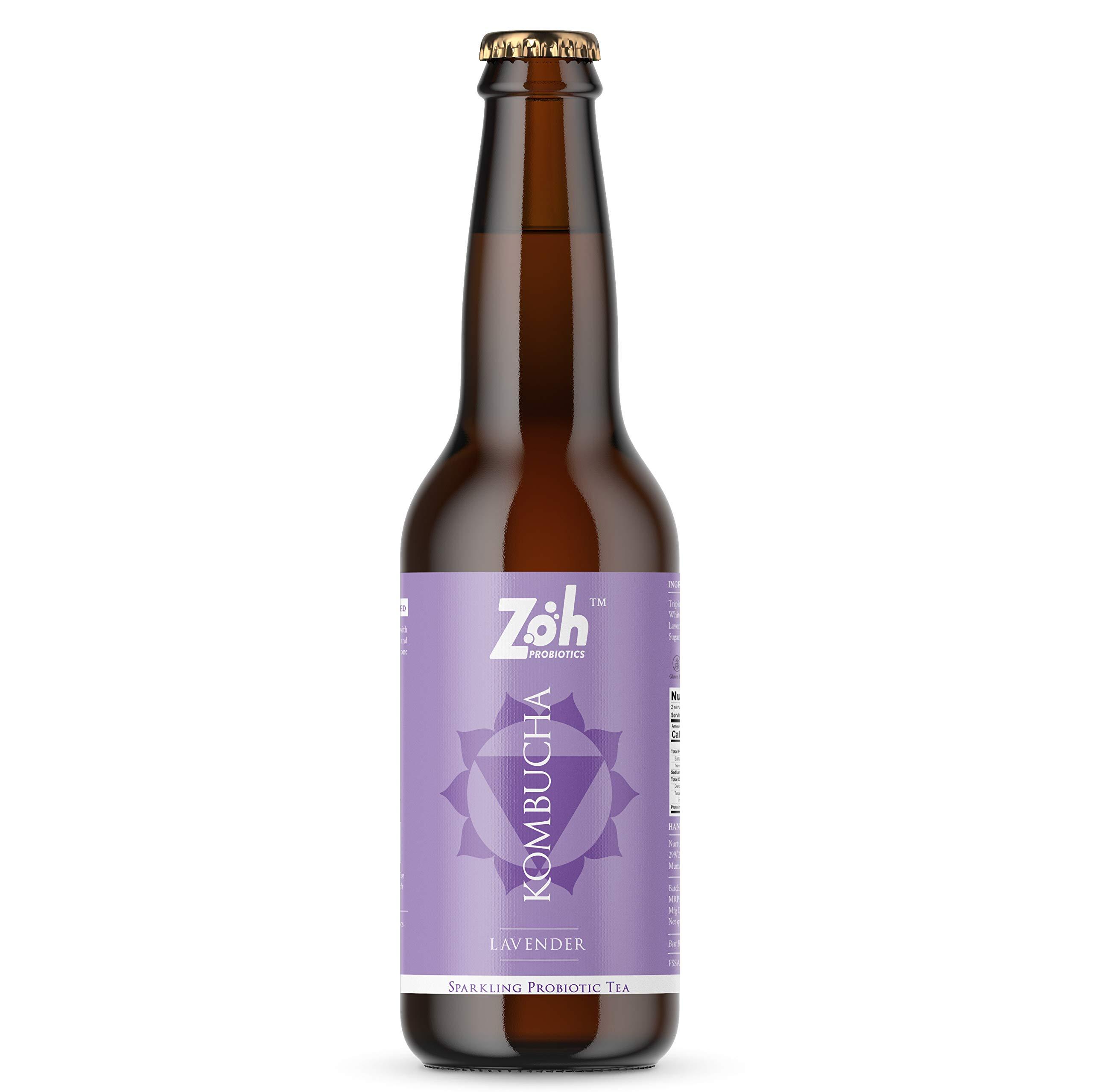 Zoh Zoh Probiotics Kombucha-(330Ml,Pack Of 3) Peach,Lavender&Kashmiri Kahwa Kombucha. Probiotic&Antioxidant Rich Raw Sparkling Tea,Low Sugar,Vegan,&With Gut Healing Active Cultures.,330 milligrams