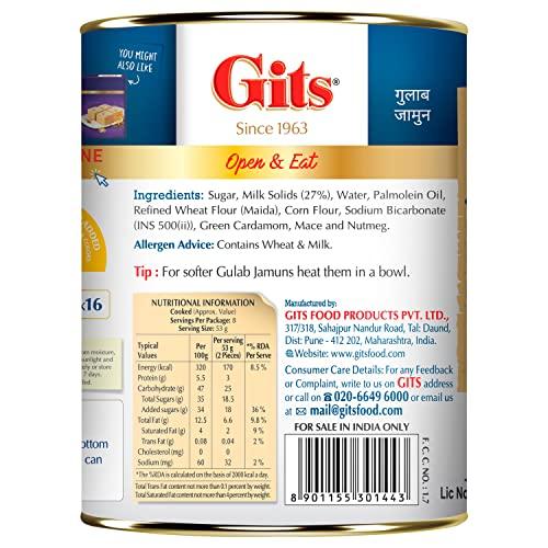 Gits Gits Ready to Eat Desserts Gulab Jamun Tin 1 Kg + Soan Papdi Pack of 2 X 250g