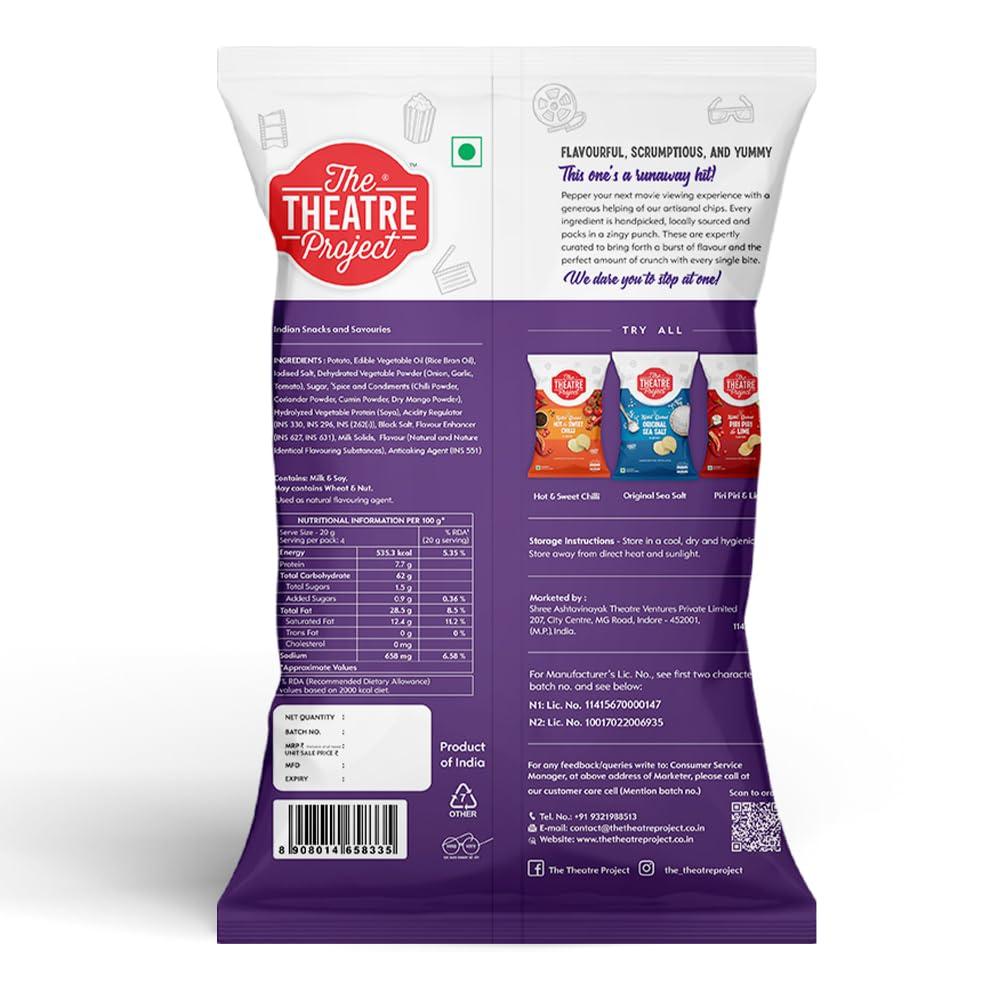 THE THEATRE PROJECT The Theatre Project Kettle Cooked Potato Chips Exotic Indian Spices Flavor Combo Pack of 5 Pouches, 410g Total Crispy, Crunchy Chips with Bold Spices Gluten-Free, No Artificial Flavors or Preservatives