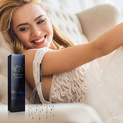 NICEMOVIC NICEMOVIC 2 Pack Scalp Head Massager with 20 Fingers Scalp Head Scratcher for Hair Stimulation Body Relaxing(Black & Black)