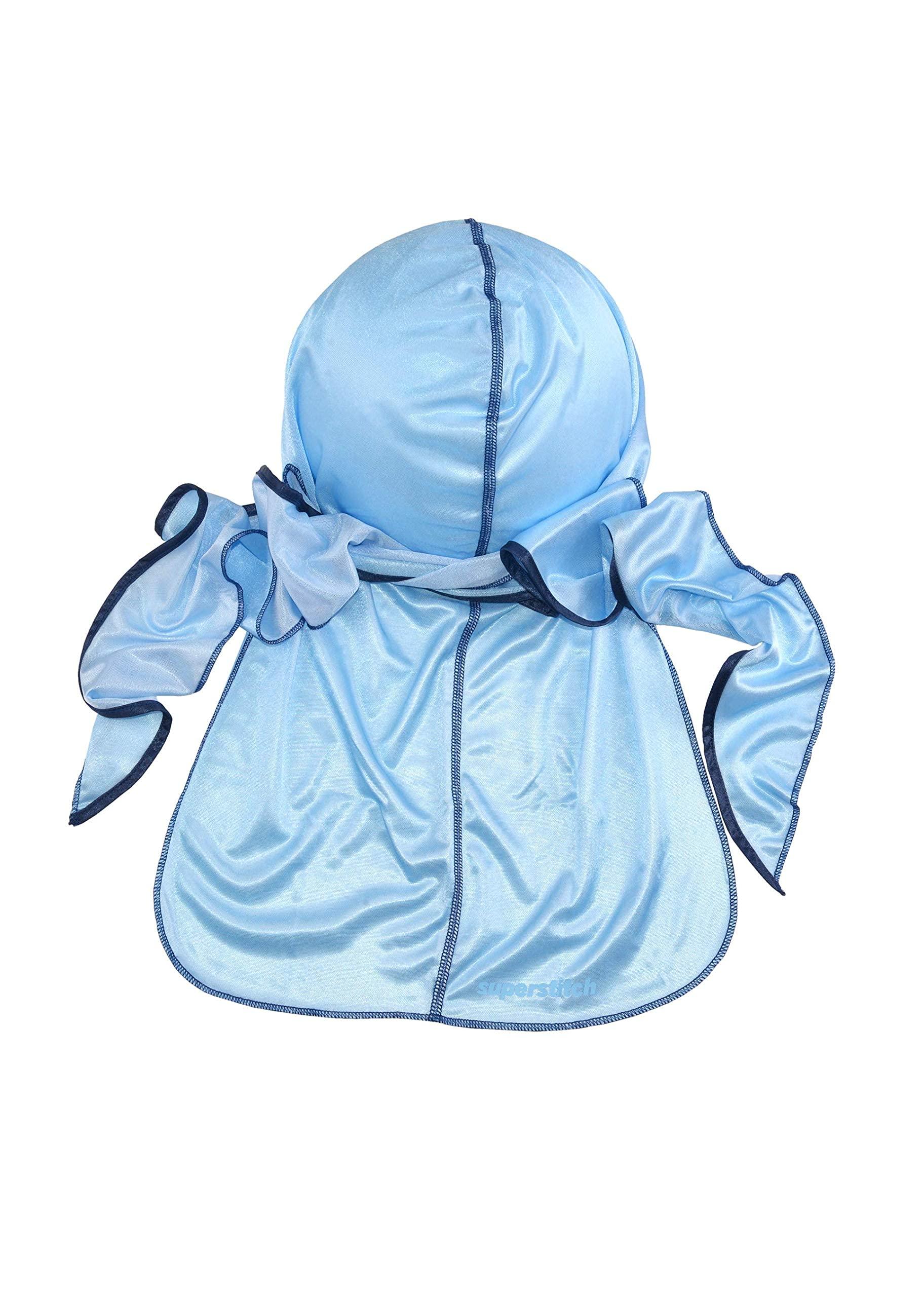 Superstitch Superstitch Superag Premium Durag Baby Boo Light Blue with Dark Blue Edges