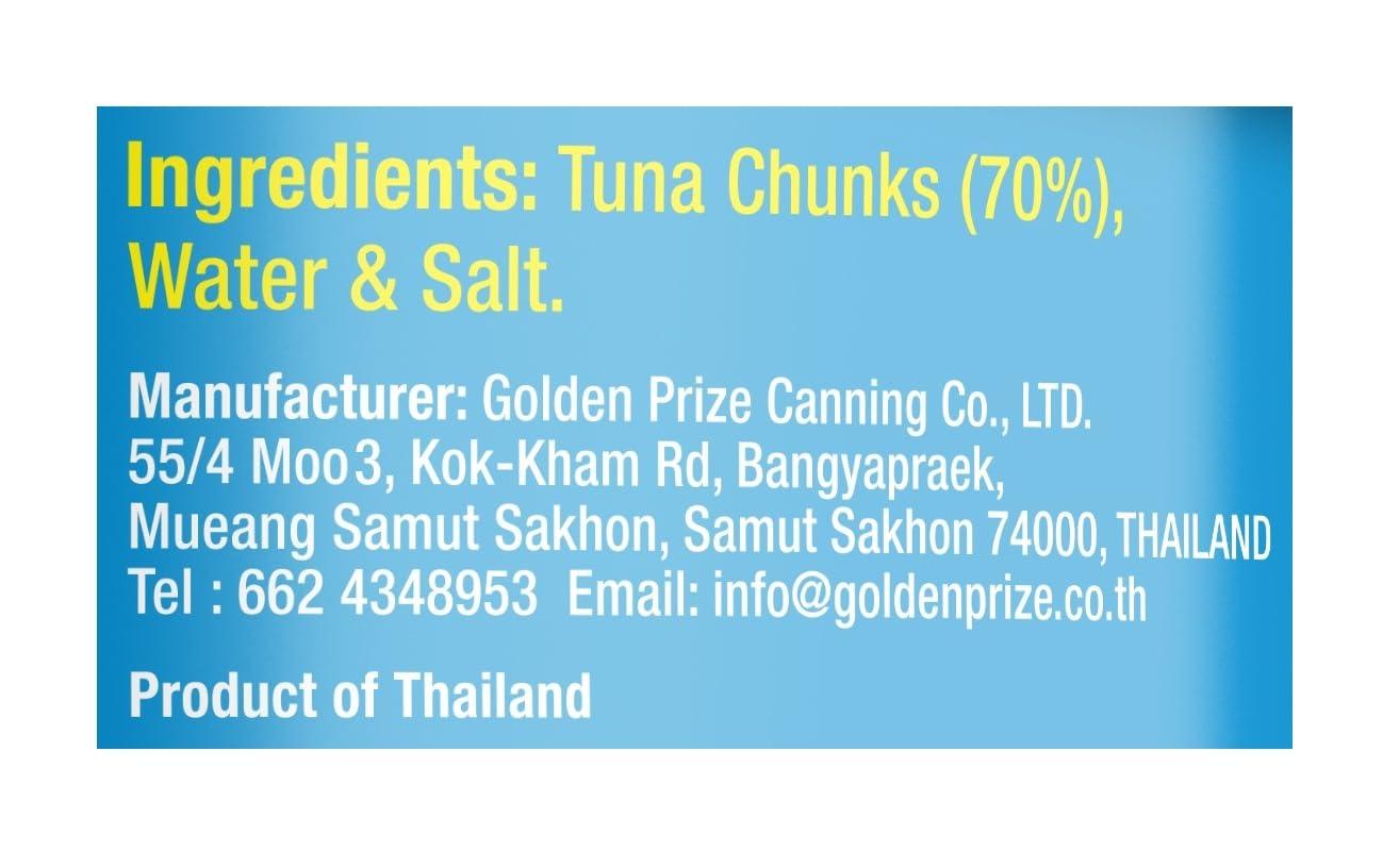 Golden Prize Golden Prize Canned Tuna Chunks in Spring Water, 185g(Pack of 2)