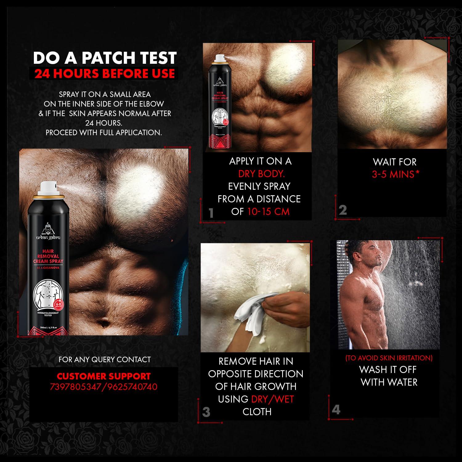 urbangabru Urbangabru Hair Removal Cream Spray for Men - 200 ML | Painless Body Hair Removal Cream | Casanova | Peach Apple