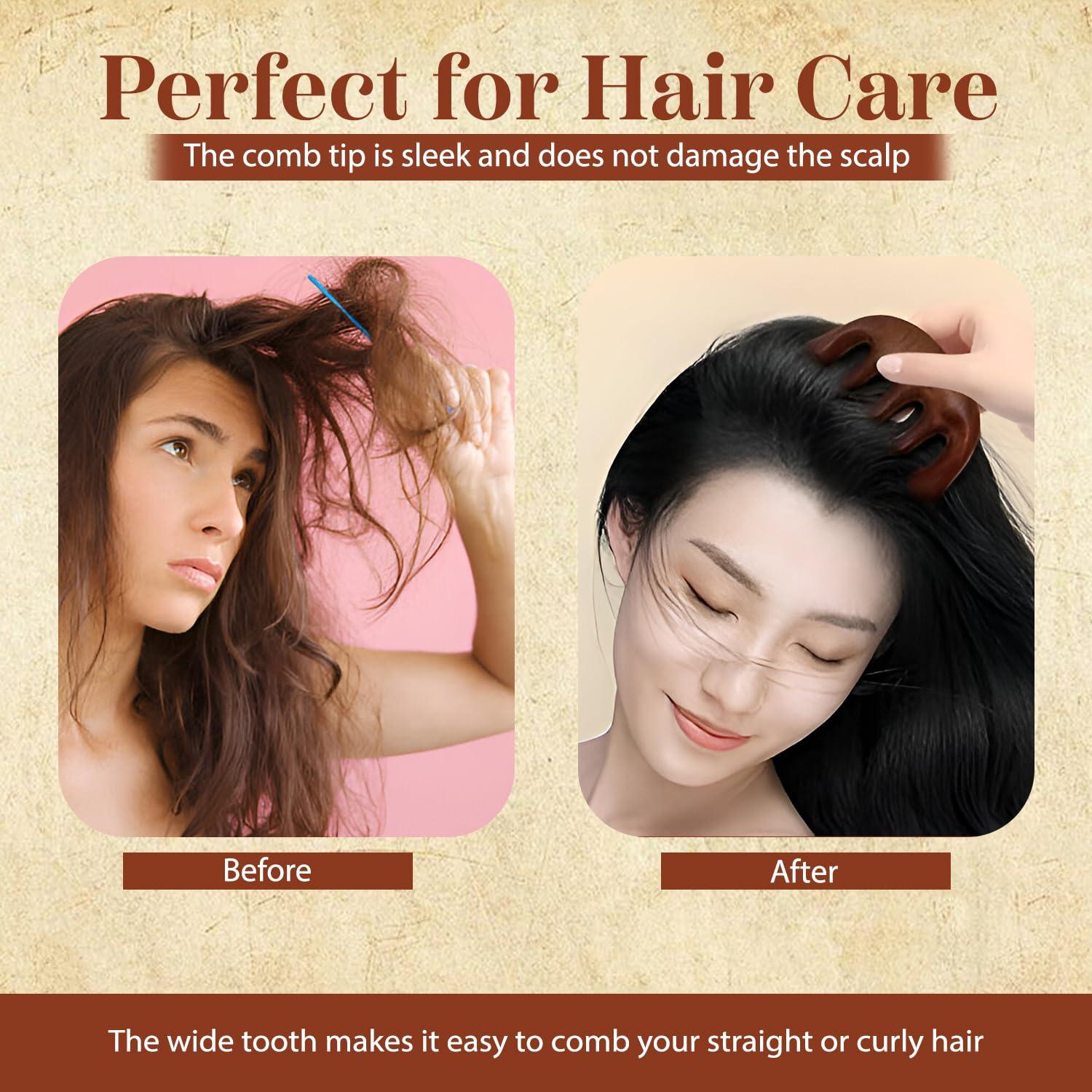 Homeaura HomeAura Sandalwood Wooden Scalp Massager Comb for Hair Growth Natural Wooden Hair Massager Comb with Cotton Sack, Gua Sha for Scalp, Head, Neck & Shoulders, Massage Comb for Scalp and Relaxation