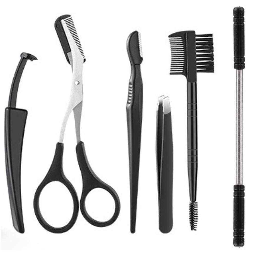 Coxeer Coxeer Black Hair Remover Spring Creative Stainless Steel Threading Tool with 5 Eyebrow Tools for Women Girls