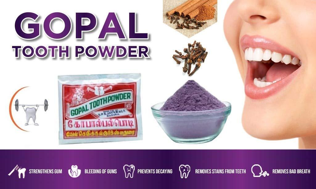 GOPAL Gopal Tooth Powder Natural Dental Cleanser treating Gum Bleeding, Bad Smell and Brushing Teeth - 50gm - Pack of 10