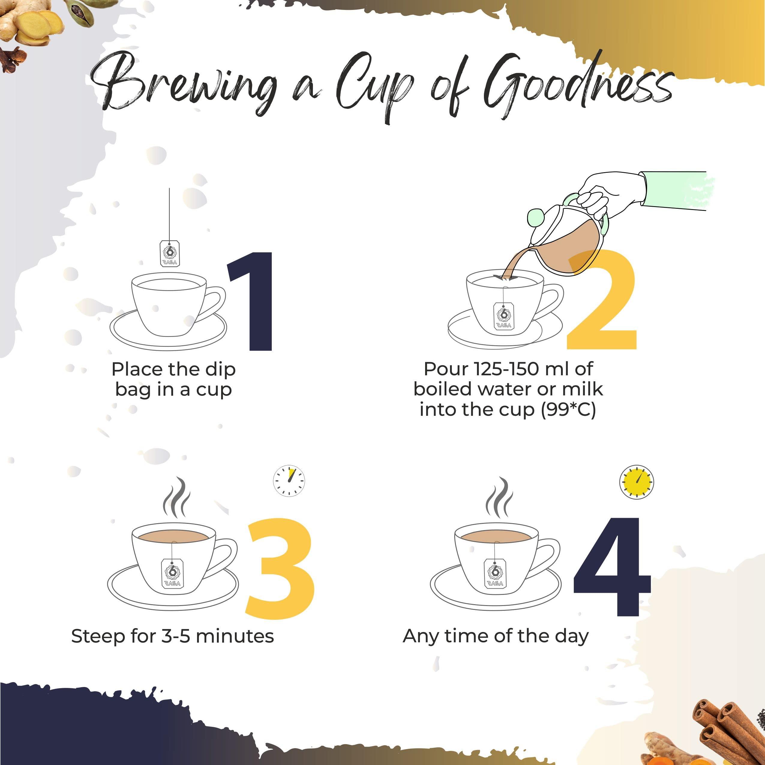 6rasa 6rasa Kashaya - Herbal Tea | 15 Ayurvedic Spices | Kadha Mix | Caffeine Free | 100% Natural Kashaya - The Original Tea Bags | No Added Sugar (2.5 g Each) (Pack of 3, 30 Dip Bags)