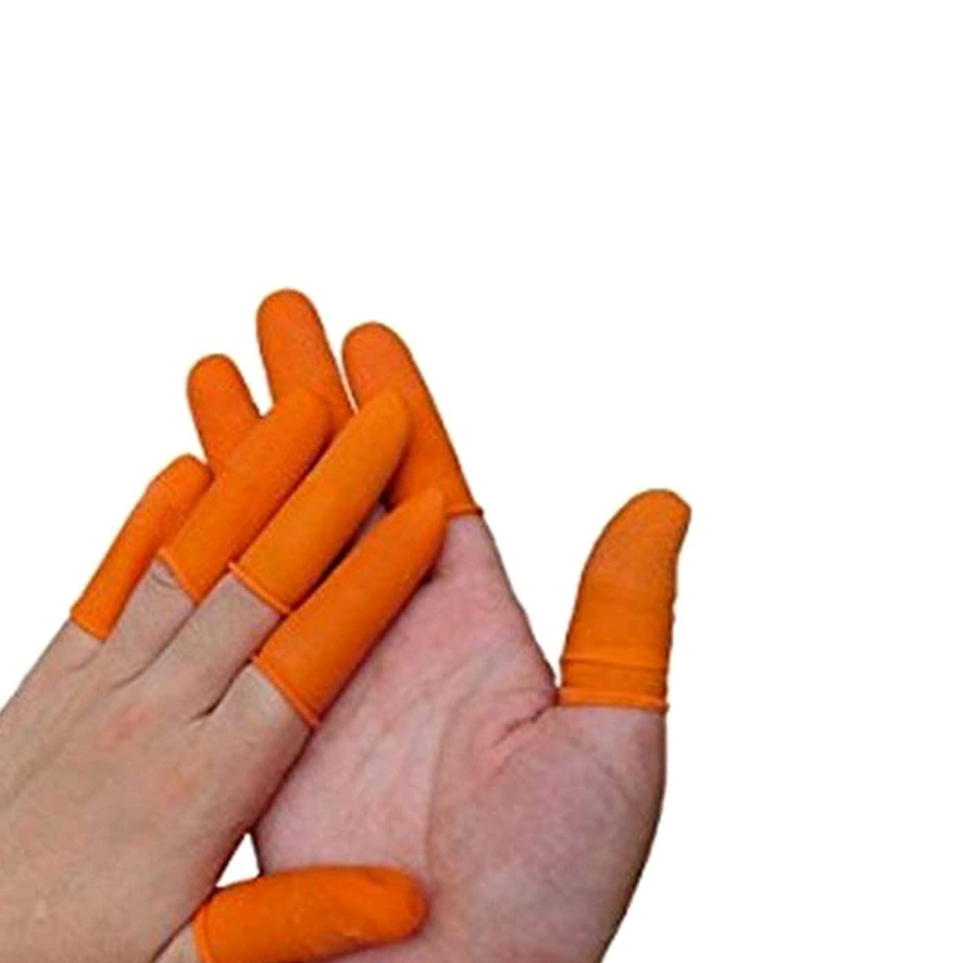 AASA AASA Reusable Finger Gloves Fingertips Finger Cot Anti Static Protective Finger Gloves for Kite Flying Kitchen Work For Electronics Work Set of 50Pcs Orange Pack of 1