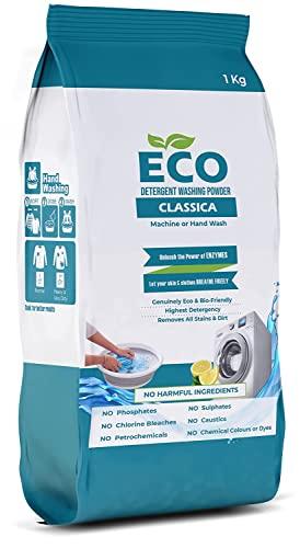 ECO ECO Detergent Washing Powder No Harmful Ingredients | made with Natural ingredients, Phosphate free No Sulphates, No Caustics | Laundry Detergent Powder for Front & Top Load (1 Kg, Classica)