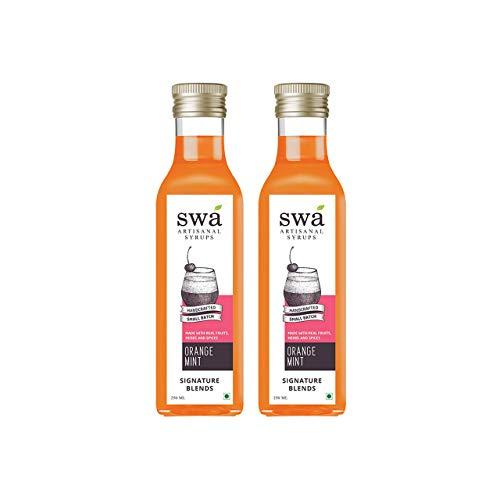Swa Artisanal Syrups Swa Artisanal Syrups - Orange Mint, 100% Natural, Combo Pack of 2 Makes 24-30 Drinks, Syrup for Cocktails / Mocktails / Kid's Lemonades / House Parties (250ml x 2)