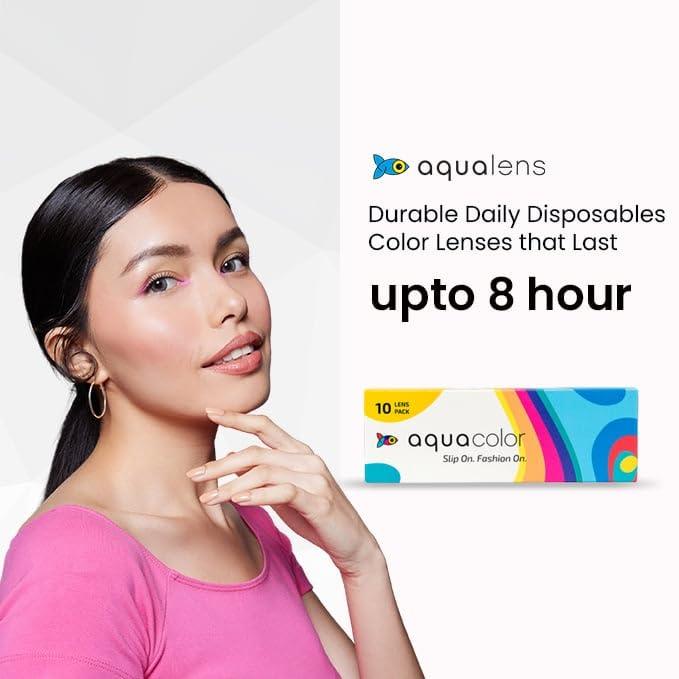 AQUALENS CONTACT LENSES Aqua Color Daily Disposable Color Contact Lens(0 Power, Icy Blue Color) (10 Lens/Box)