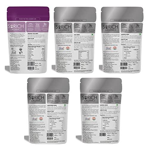 Sorich Organics Sorich Organics Healthy Combo of Chia, Pumpkin, Sunflower, Flax and Quinoa Seeds for Eating - 1050 Gm - Healthy Breakfast | All Edible Seeds Combo Pack |Ready to Eat Snacks | Gluten Free