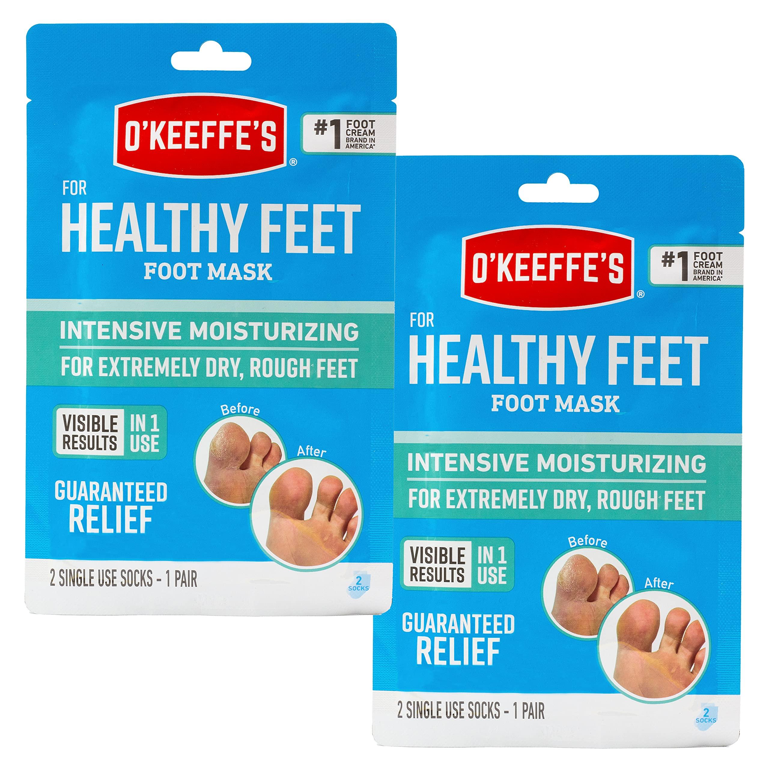 O'Keeffe's O'Keeffe's for Healthy Feet Intensive Moisturizing Foot Mask, Guaranteed Relief for Extremely Dry, Rough Feet, One Pair Single-Use Hydrating Foot Mask Socks, (Pack of 2)
