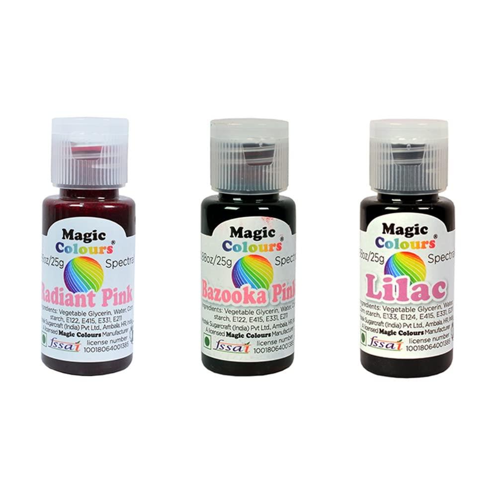 Magic Colours Magic Colours Gel Color For Cake Decoration Radiant Pink, Bazooka Pink, Lilac Pack of 3 (SHADES OF PINK)