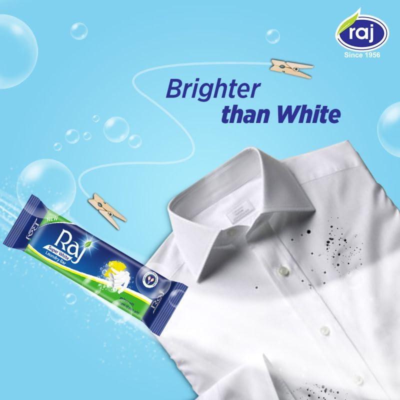 RAJ SUPER WHITE Raj Super White Laundry Soap For Clothes | Removes Tough Stains | 150gX 20 (Pack of 20pcs)