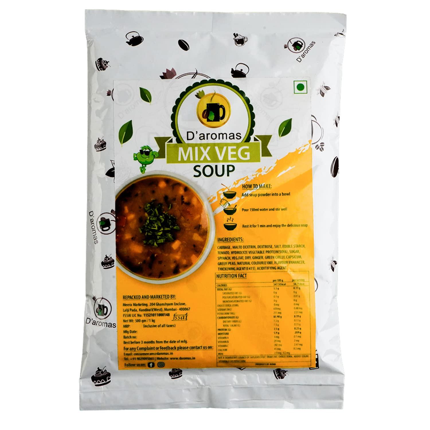 D'aromas D'aromas Instant Mix Veg Soup 1kg, Instant Premix Mix Powder, Gluten Free & Vegan Healthy