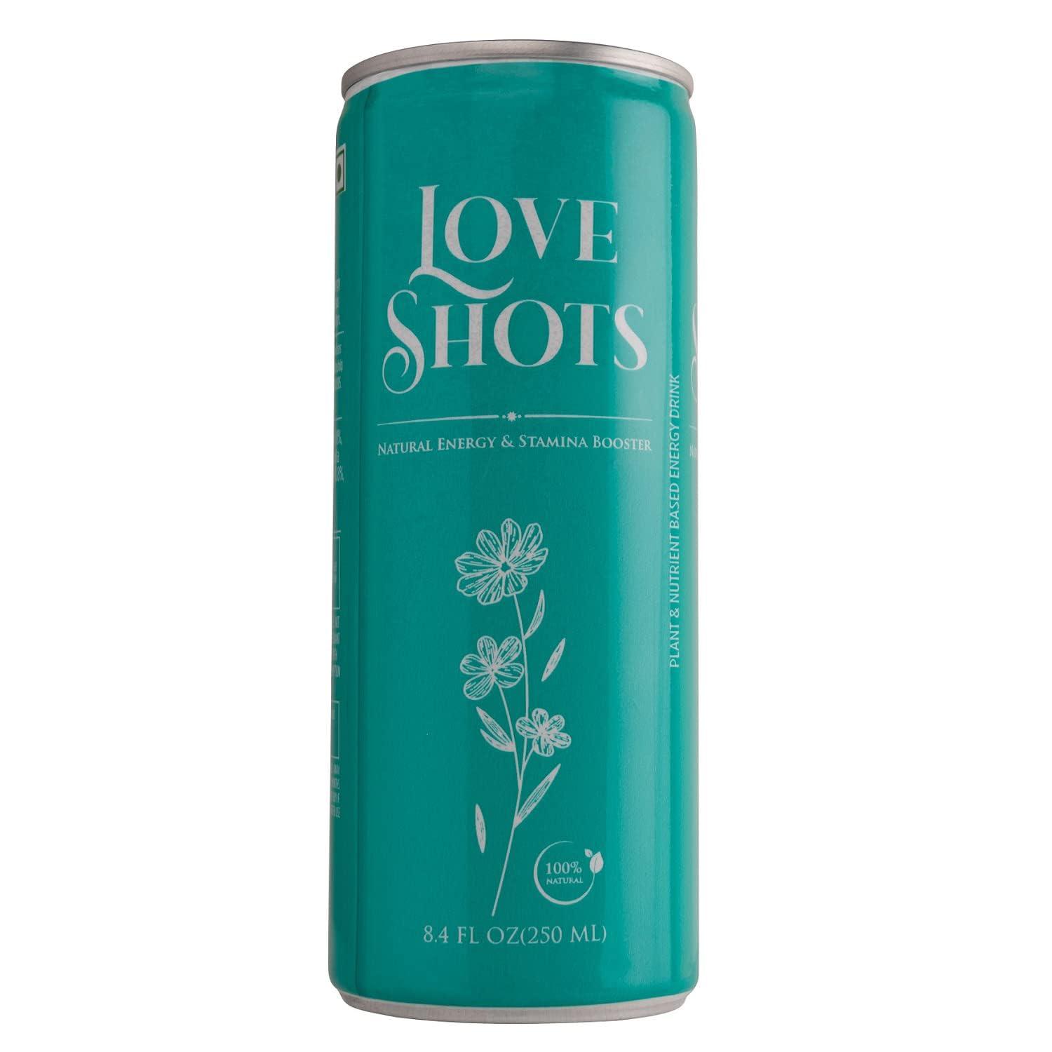 LOVE SHOTS Love Shots Energy Drink, Natural Vitamin C, Potassium, Iron, and Manganese Plant Based (B2, B3, B5, B6, and B12) | Energizing Beverage|Lemon Grass,250 ml (12 Pack Non caffeinated Natural Tuermeric Based)