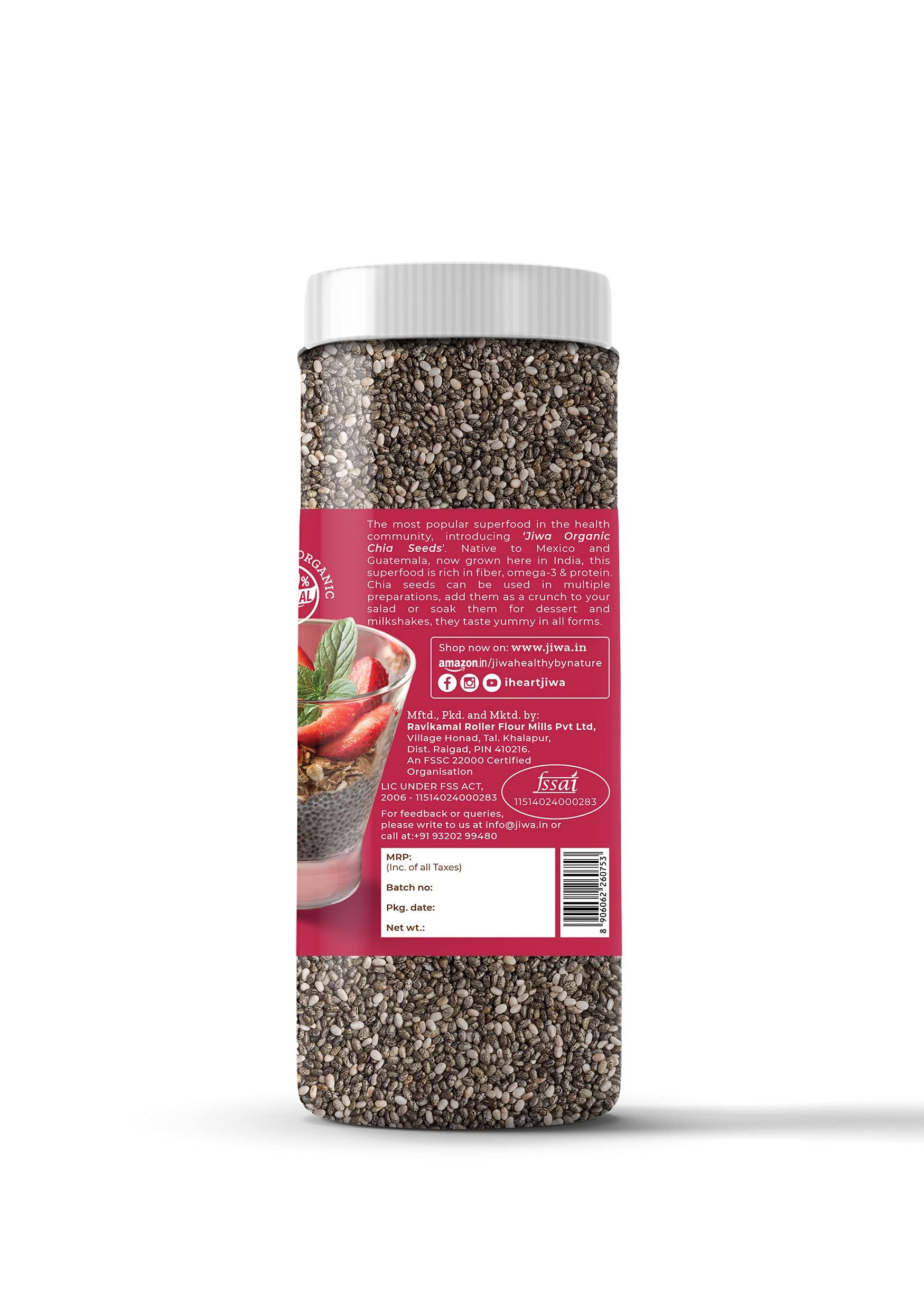 JIWA healthy by nature JIWA healthy by nature Organic Quinoa, 1 Kg, (Certified Organic & Gluten Free) & JIWA healthy by nature Organic Chia Seeds 200 g, Certified Organic