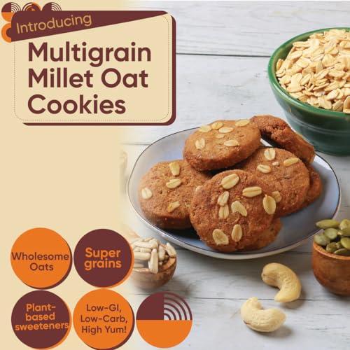 Artinci Artinci Oats Cookies Multigrain - Healthy Biscuits Snack With Oats & Millet|Sugar Free & Diabetic Friendly|High Fiber And Protein Rich|No Maida Or Palm Oil|As Seen On Shark Tank India-185G (Pack Of 1)
