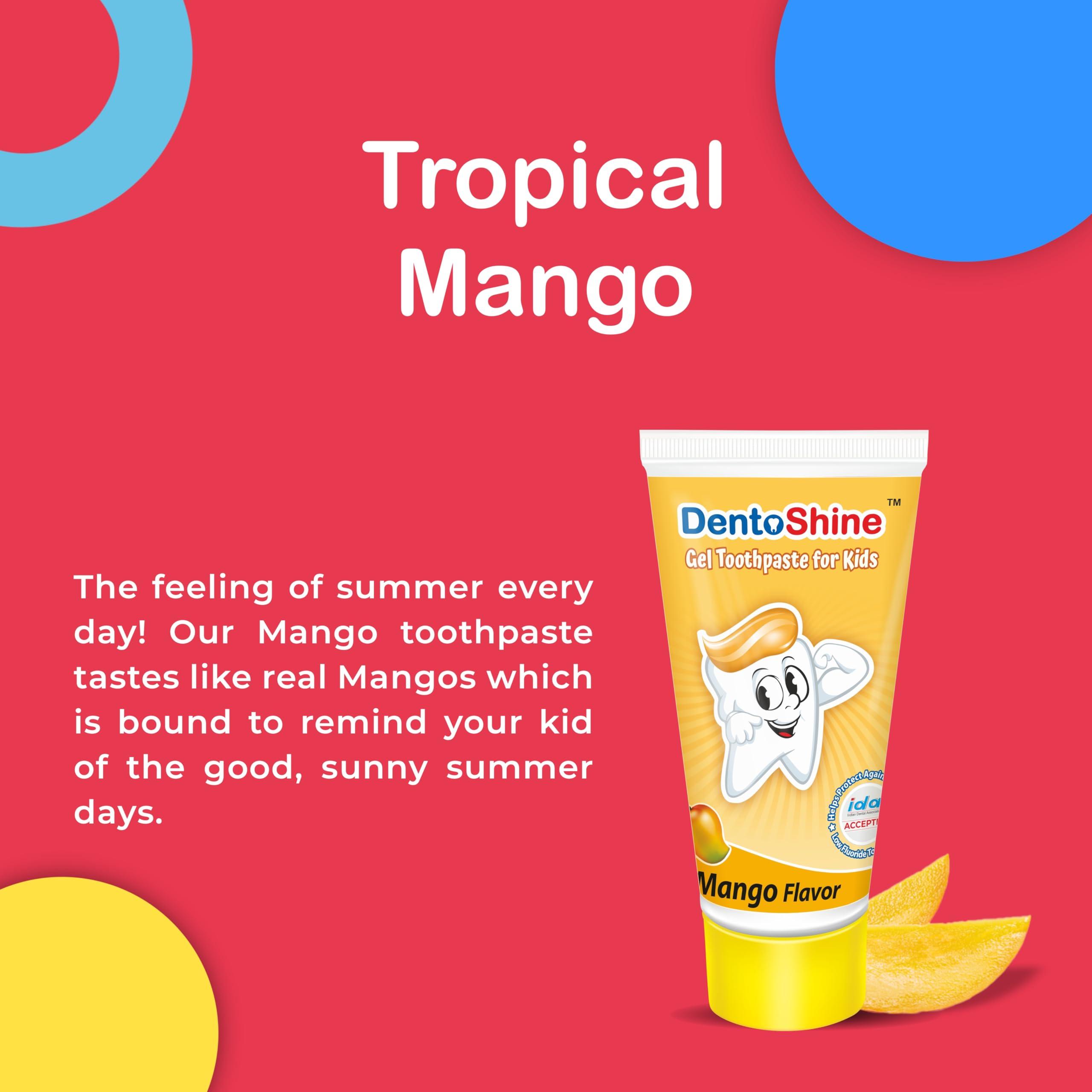 DentoShine DentoShine Oral Care Combo Ages 2+ (Sticky Toothbrush for Kids + Lollipop Tongue Cleaner + Flavored Toothpaste 80 g x 2) (Mango & Strawberry)