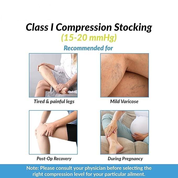 ACUWORLD Acuworld Compression Stockings for Varicose Veins | Compression Socks for Women & Men | Varicose Vein Stockings | vericose socks for women | Knee Length (Pair of 1)