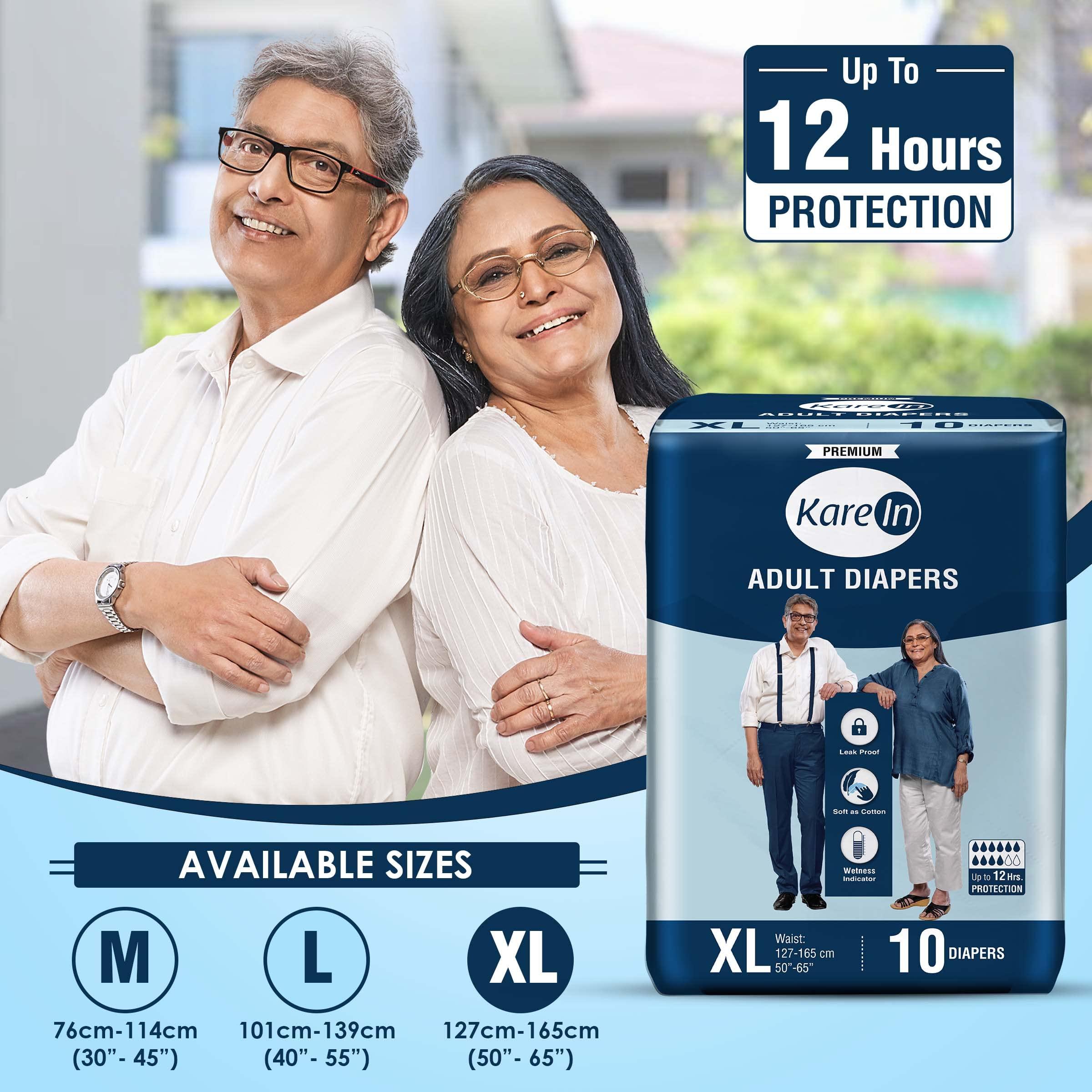 Kare In KareIn Premium Adult Diapers, Extra Large, Waist Size 127-165 Cm (50\"-65\"), 20 Count, Tape Style, Unisex, High Absorbency, Leak Proof, Wetness Indicator, pack of 2