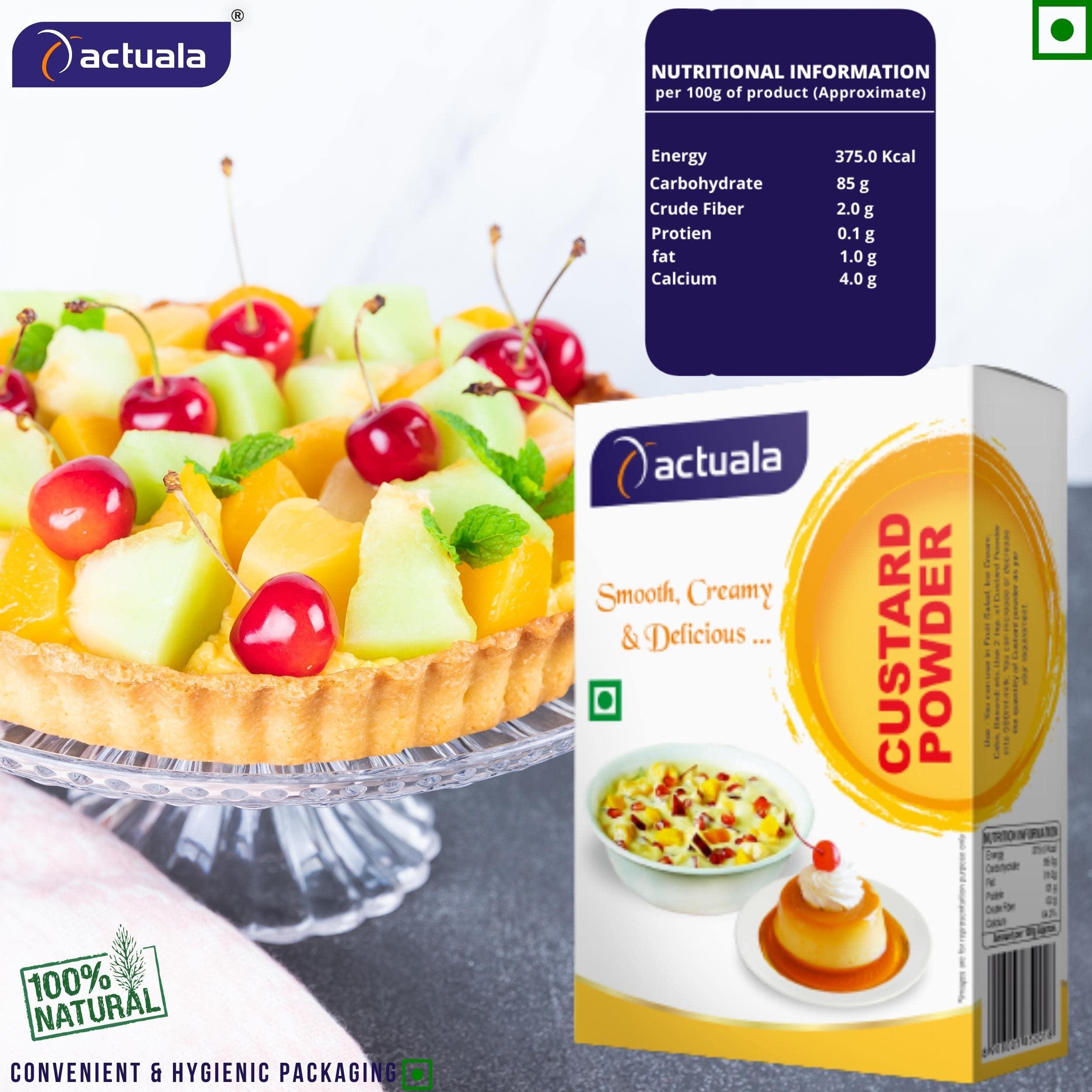 AACTUALA AACTUALA Custard Powder | Vanilla Flavor | Makes Smooth, Creamy and Delicious Custard - 200g (100g X Pack of 2)