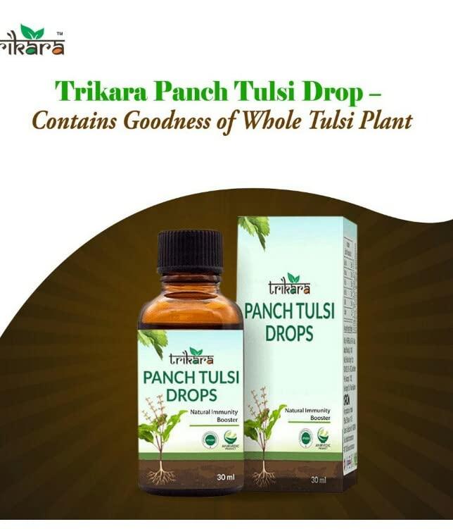 RCM Trikara Panch Tulsi Drop (Power of 5 Natural Tulsi Ram Tulsi, Shyam Tulsi, Vishnu Tulsi, Nimbu Tulsi and Van Tulsi,) -Immunity Booster_2X30ml_By RCM-(DE#2)_Pack of 2