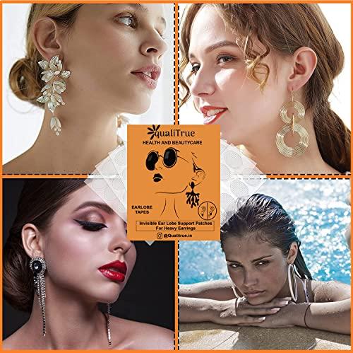 QualiTrue QualiTrue Ear Lobe Tape/Invisible Ear lobe Support Patch For Heavy Earrings, Ear Lifter Transparent Waterproof Medical Sticker Patches for Long Time Wearing Ear Hole Closer (Pack of 30)