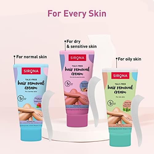 Sirona Sirona Hair Removal Cream, Bikini Hair Removal Cream for Women, Hair Removal Cream for Women, for Bikini Line, Underarm, Legs, Dermatologically Tested, for Dry & Sensitive Skin - 50 gm (Pack of 2)