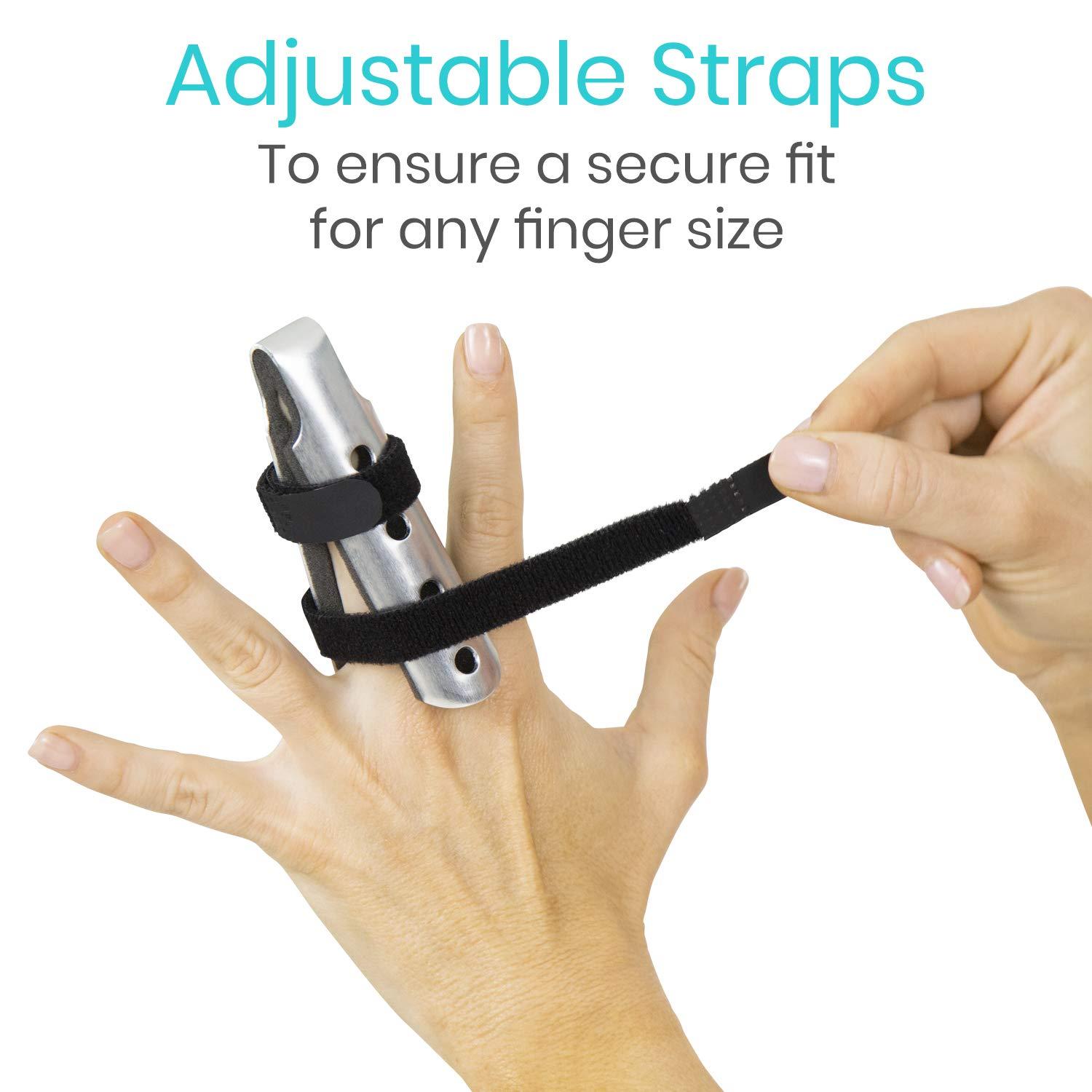Vive Vive Finger Splints - Mallet Brace for Trigger, Middle, Pinky, Ring, Dislocated Thumb Support - Metal Aluminum Immobilizer with Foam - Left or Right Hand - Straightening for Arthritis or Broken Bone