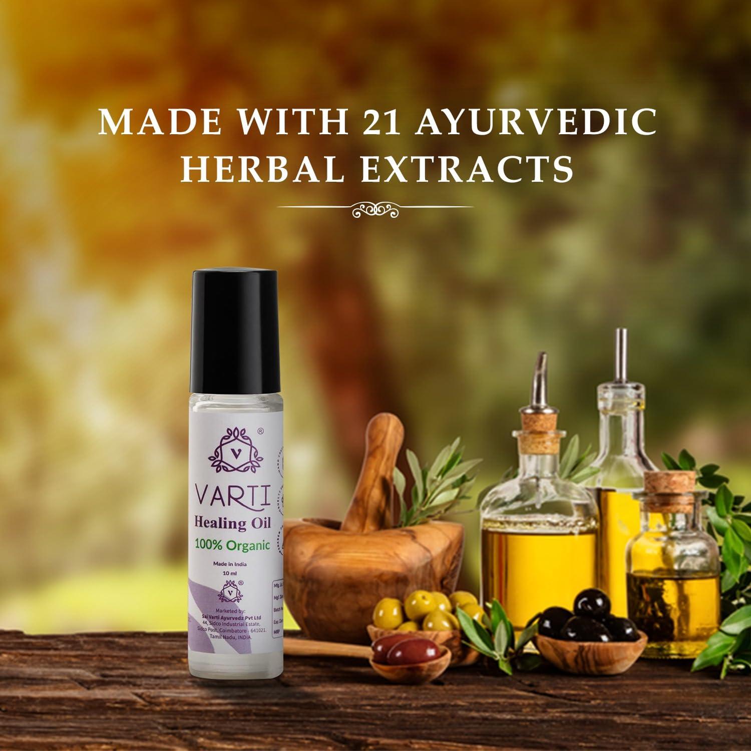 Varti Varti Pain Relief Roll On 10ml, Multipurpose Healing Oil Roll-On 10ml for Muscle & Joint Pain, 100% Ayurvedic & AYUSH Certified, Aromatherapy, Stress Relief, 21+ Ayurvedic herbs, Boosts Health & Wellness