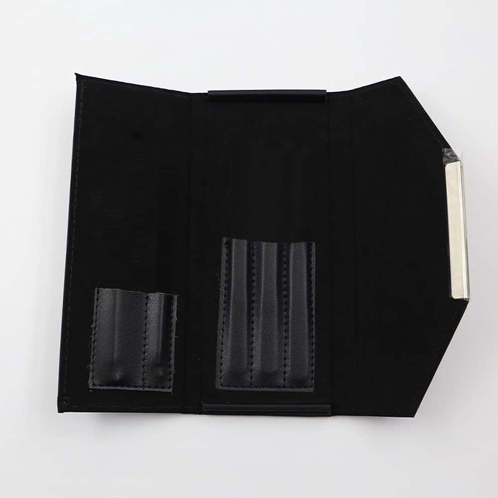 mollensiuer 1 Piece Black PU Leather Empty Tweezers Storage Bag for Eyelash Extensions Multi-pockets Travel Case For Eyelash Grafting Extension Tweezers