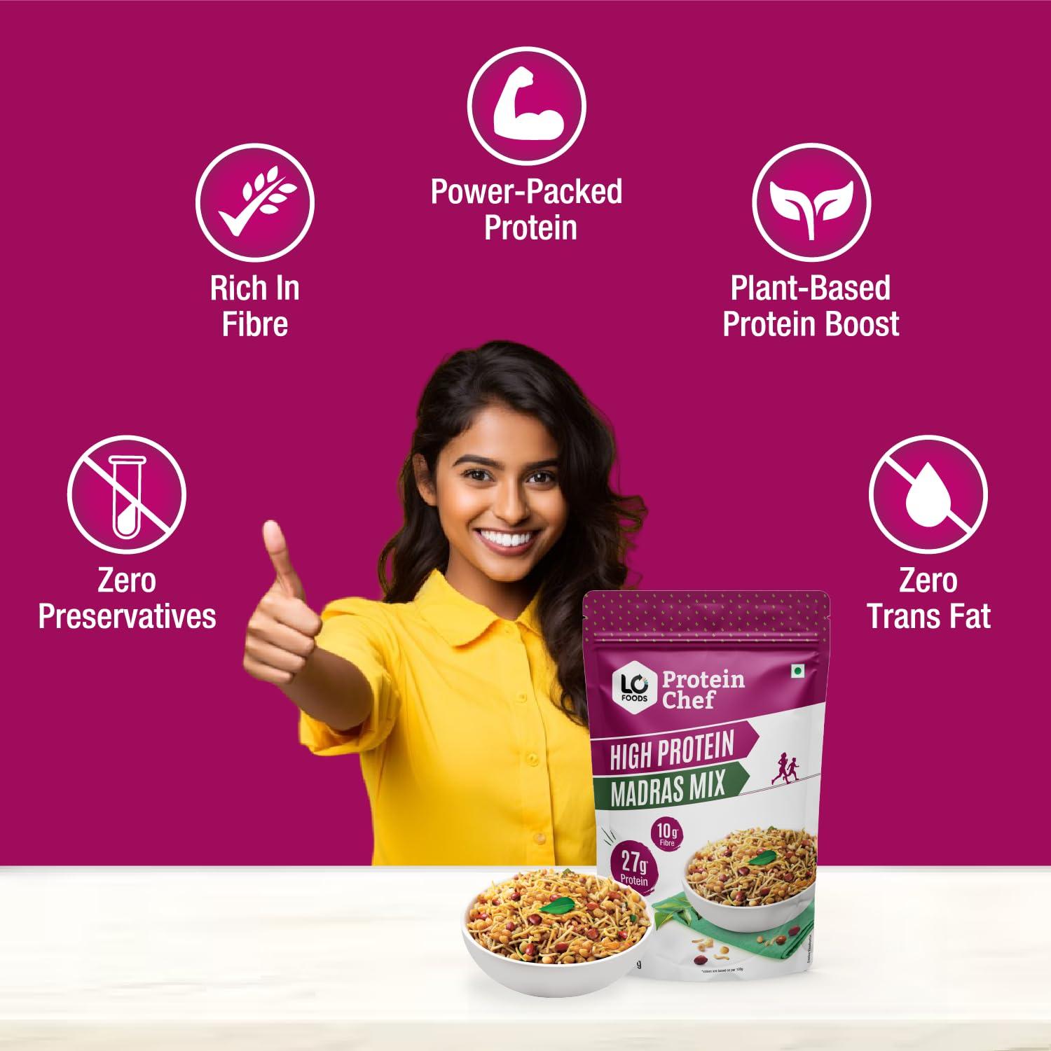 Protein Chef Protein Chef High Protein Snacks South Mixture Namkeen (180g) | 16gm Max Protein per Serve| Guilt free Healthy Snacks | Kerala Mixture style Sugar Free Snacks | Vegan Diet Snacks for Kids, Seniors
